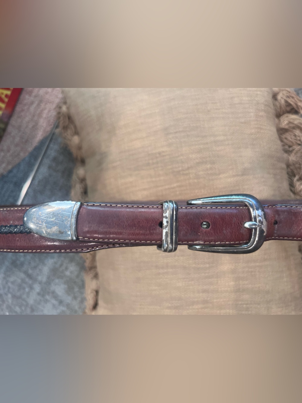 Brighton Onyx Brown Leather Belt with Silver Buckle